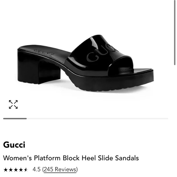 Gucci Rubber Logo Platform Slide Sandal in Black Size 37 Slip-On Open Toe - Picture 2 of 16